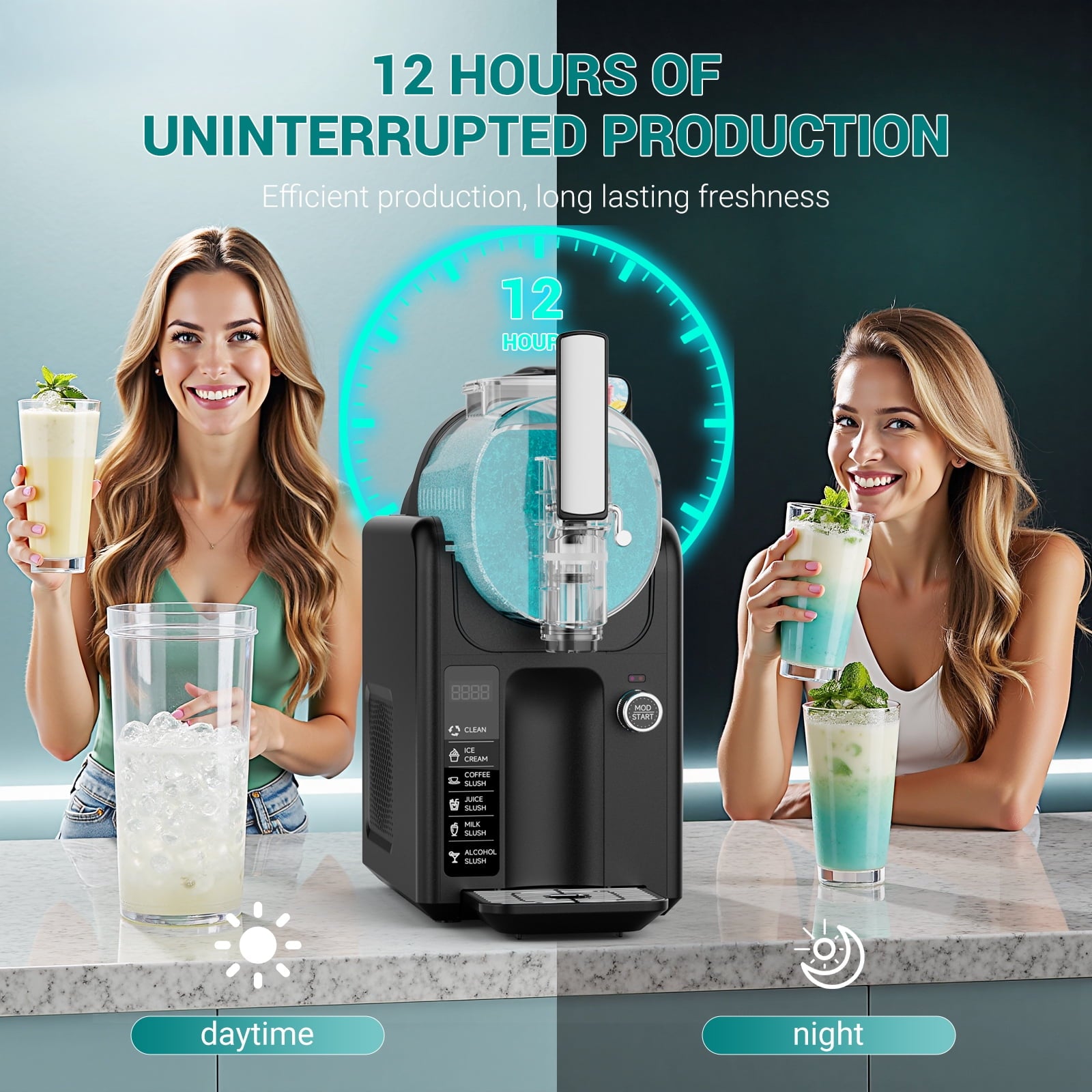 Ecojoy 88 oz Slushie Machine for Home - Frozen Drink Maker with Auto-Fresh Keep, Smart Display & Self-Cleaning - Perfect for Margaritas, Frappés, Milkshakes & More