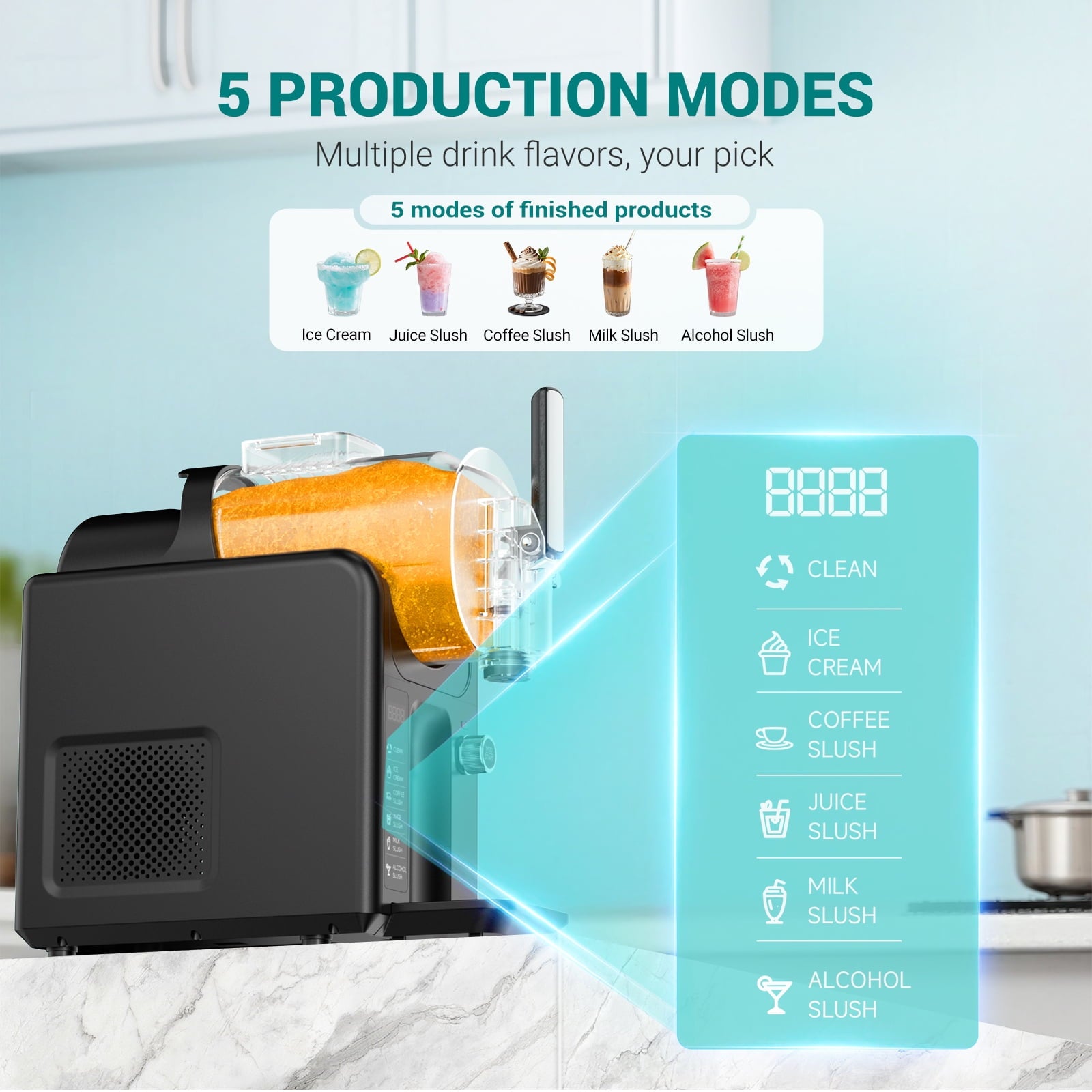 Ecojoy 88 oz Slushie Machine for Home - Frozen Drink Maker with Auto-Fresh Keep, Smart Display & Self-Cleaning - Perfect for Margaritas, Frappés, Milkshakes & More