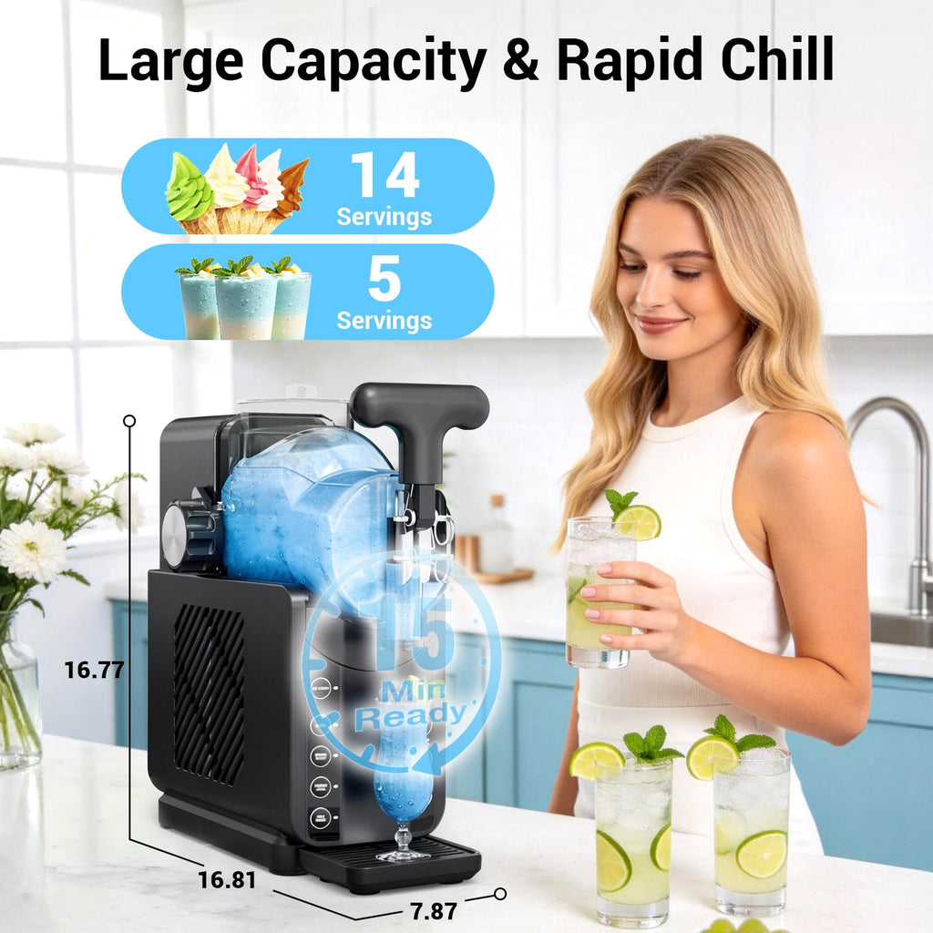 Ecojoy Slushie Machine for Home - Frozen Drink Maker with Auto-Fresh Keep, Smart Display & Self-Cleaning - Perfect for Margaritas, soft-serve ice cream, Milkshakes & More