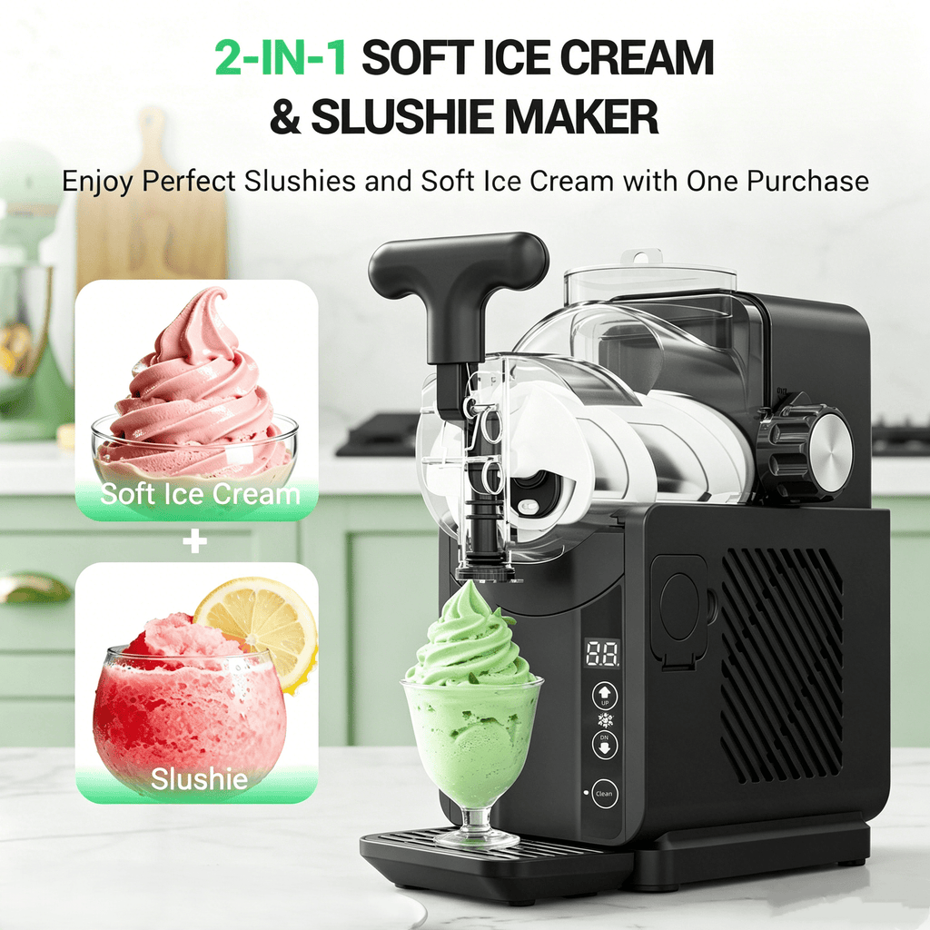 Ecojoy Slushie Machine for Home - Frozen Drink Maker with Auto-Fresh Keep, Smart Display & Self-Cleaning - Perfect for Margaritas, soft-serve ice cream, Milkshakes & More